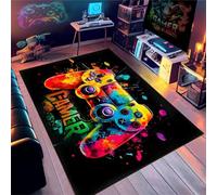 Alfombra Habitacion Juvenil Niños Alfombra Gamer Suelo 3D Neón Estrella Hip Hop Graffiti Gamepad Gamer Hombres Adolescente Alfombras Infantil Videojuego Alfombrilla Antideslizante (Green,120x160cm)