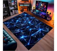 Alfombra Habitación Juventud Gaming Estilo Moderno, Diseño Geométrico 3D Efecto Neón Luminoso, Suave Antideslizante Alfombra para Dormitorio, Sala, Oficina y Habitación Gamer, 80x160 cm, Color 5
