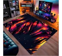 Alfombra Habitación Juventud Gaming Estilo Moderno, Diseño Geométrico 3D Efecto Neón Luminoso, Suave Antideslizante Alfombra para Dormitorio, Sala, Oficina y Habitación Gamer, 140x200 cm, Color 1