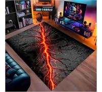 Alfombra Habitación Juventud Gaming Estilo Moderno, Diseño Geométrico 3D Efecto Neón Luminoso, Suave Antideslizante Alfombra para Dormitorio, Sala, Oficina y Habitación Gamer, 50x80 cm, Color 4