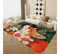 Alfombra Habitación Juventud Niño Niña Animales Jardín Tigre Leopardo Oso Zorro Gato Perro 3D Marrón Verde Alfombra Lavada para Sala de Estar, Antideslizante Tapetes de Juego, 50x80 cm, Color 6