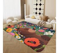 Alfombra Habitación Juventud Niño Niña Animales Jardín Tigre Leopardo Oso Zorro Gato Perro 3D Marrón Verde Alfombra Lavada para Sala de Estar, Antideslizante Tapetes de Juego, 80x120 cm, Color 5