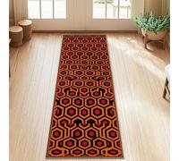 Alfombra hexagonal moderna y contemporánea con líneas de panal de abeja para Halloween, color naranja, alfombras de pelo bajo, resistentes a la decoloración, estética para el hogar, cocina, mesita de