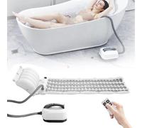 Alfombra Hidromasaje Bañera, Masajeador de Burbuja 6 Niveles de Intensidad Alfombrilla de Bañera Hinchable con 114 Chorros y Almohada Accesorio de SPA para Baño