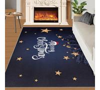 Alfombra Home Decoe Azul Marino navideña, Sombrero de Estrella de Papá Noel para salón, alfombras Antideslizantes Lavables, aplicables en el salón, Dormitorio, Comedor y Pasillo (120x180cm)