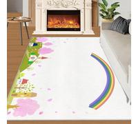 Alfombra Home Decoe con Grafiti, alfombras Lavables Antideslizantes de Kindergarten de Cuento de Hadas, Arcoíris de Decorados de Dibujos Animados aplicados al Dormitorio del salón (70x120cm)