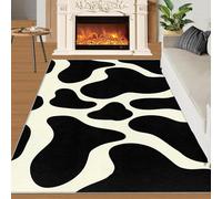 Alfombra Home Decoe con Textura Abstracta de área Negra y Blanca, alfombras Modernas con patrón de Vacas Negras Blancas y Antideslizantes, aplicables en el Dormitorio del salón (120x180cm)
