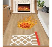 Alfombra Home Decoe de Baloncesto Flame, Fondo de Textura de Madera Alfombras Antideslizantes Lavables para el baño de Chicos, aplicable en salón, Dormitorio, Comedor, Pasillo (60x90cm)
