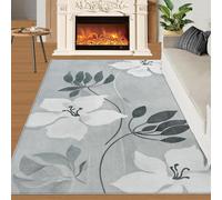 Alfombra Home Decoe de Casas de Campo con Flores Grises Retro, alfombras Lavables Antideslizantes de minimalismo Moderno, para aplicar en el salón, Dormitorio, Comedor y Pasillo (70x120cm)