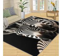 Alfombra Home Decoe de Cebra Negra, alfombras Lavables Antideslizantes de Animales Salvajes, minimalismo Moderno para aplicar Cebra Negra al Dormitorio del salón (60x90cm)