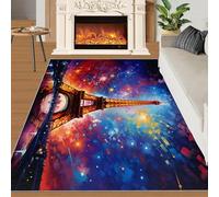 Alfombra Home Decoe de Estilo Moderno de la Torre Eiffel, alfombras abstractas Coloridas y Lavables, aplicadas al salón, Dormitorio, Comedor y Pasillo (60x90cm)