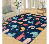 Alfombra Home Decoe de Fox, alfombras Lavables Antideslizantes de Dibujos Animados de Dibujos Animados, Zorro Azul Oscuro de Estilo Moderno aplicado al Dormitorio del salón (80x150cm)