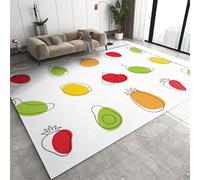 Alfombra Home Decoe de Fruta de Geometría Moderna, Minimalismo, alfombras Blancas Antideslizantes Blandas con Estampado de Frutas Dibujadas a Mano, aplicables en el Dormitorio del salón (100x140cm)