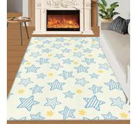 Alfombra Home Decoe de la habitación Infantil de Dibujos Animados con Estrellas Azules Amarillas, alfombras de Estilo Moderno Crema Antideslizante, aplicable en el Dormitorio del salón (50x80cm)