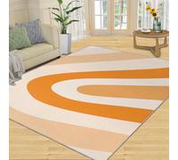 Alfombra Home Decoe de líneas Naranjas, alfombras Lavables Antideslizantes con Rayas Naranjas geométricas, Franjas de Arte Lineal geométrico aplicadas al Dormitorio del salón (60x90cm)