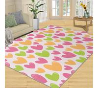 Alfombra Home Decoe de Love Heart, alfombras Antideslizantes Lavables con Corazones de Amor, Blanco Minimalista de Dibujos Animados para el Dormitorio del salón (60x90cm)