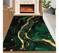Alfombra Home Decoe de Lujo de mármol Verde Esmeralda Ligera, alfombras Lavables Antideslizantes de Fashion Fluid Art, aplicadas en salón, Dormitorio, Comedor (50x80cm)