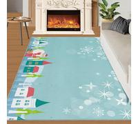 Alfombra Home Decoe de Navidad de Invierno, Escena de Nieve Invernal Alfombras Lavables Antideslizantes, Ciudad de Navidad Aplica al salón, Dormitorio, Comedor y Pasillo (80x150cm)