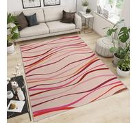 Alfombra Home Decoe de Rayas Rojas Rosas de geometría Moderna, Modas Minimalistas Moda de Pelo bajo Rosa Antideslizante Lavables, Respaldo Aplica al Dormitorio del salón (70x120cm)