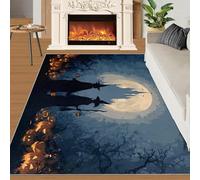 Alfombra Home Decoe de Wizard, alfombras Lavables Antideslizantes del Castillo Horror Forest, Halloween Aplica al salón, Dormitorio, Pasillo del Comedor (160x230cm)