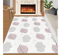 Alfombra Home Decoe del Cuarto de Chicas Estampado de Nubes Grises, alfombras Antideslizantes Lavables abstractas de Cloud Planet, aplicadas en el salón, Dormitorio, Comedor y Pasillo (160x230cm)