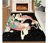 Alfombra Home Decoe Elegante, Adorable Koi Lotus Areas, alfombras Minimalismo Modernas Koi Antideslizantes Lavables, Aplica en el salón, Dormitorio, Comedor y Pasillo (160x230cm)