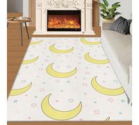 Alfombra Home Decoe para niños con Estampado de Estrellas de Dibujos Animados, Fondo Crema alfombras Antideslizantes Lavables, aplicadas en el salón, Dormitorio, Comedor y Pasillo (150x210cm)