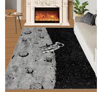 Alfombra Home Decoe para niños de Universe Outer Space Planet, alfombras Antideslizantes Minimalistas Negras y Grises Lavables, aplicable al Dormitorio del salón (80x150cm)