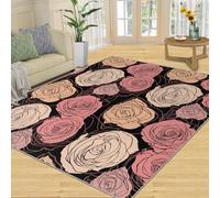 Alfombra Home Decoe Rosa Rosa Acuarela, alfombras Elegance Fashion Rosa Rosa Lavables, aplicables en el salón, Dormitorio, Comedor y Pasillo (50x80cm)