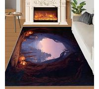 Alfombra Home Decoe Tree Hole, alfombras Antideslizantes Jack-o'-Lantern Lavables, paisajes Naturales aplicados al salón, Dormitorio, Comedor y Pasillo (70x120cm)