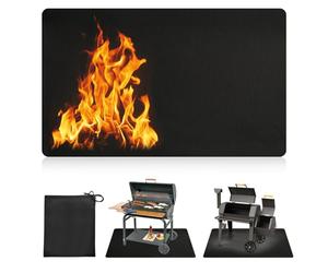 Alfombra Ignífuga,Alfombrilla para Barbacoa,Protección del Suelo,Resistente al Fuego Base Ignífuga Impermeable Alfombrilla,Protectora Estera para Exterior, Piso,Terraza Patio,Césped (Negro, 122*165cm)