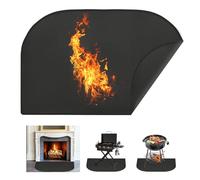 Alfombra Ignífuga para Chimenea de 50 x 100 cm, Estera ignífuga Semiredonda, Resistente al Calor 2000℉ Fibra de Vidrio de Silicona Tapetes para Chimenea de Estufa leña, Protectora Suelo contra Chispas