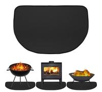 Alfombra Ignífuga para Chimenea, Placa Protección Contra Chispas para Estufa Chimenea Semicircular Negro, Alfombrilla Ignífuga Chimenea Fibra Vidrio para Proteger el Suelo de las Chispas (40 x 60 cm)