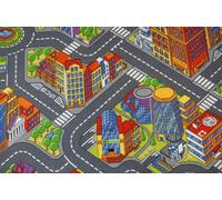 Alfombra infantil Carreteras BIG CITY gris 200x450 cm
