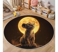 Alfombra Infantil Luna en Leo Ilustraciones de Animales para habitación Infantil Alfombra de Lunares para bebé, habitación Juvenil,Amarillo,100cm