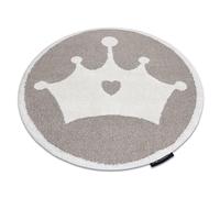 Alfombra infantil moderna JOY Circulo Crown corona para niños - estructura dos niveles de vellón beige / crema circulo 120 cm