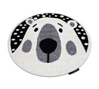Alfombra infantil moderna JOY Circulo Teddy oso para niños - estructura dos niveles de vellón crema / negro circulo 140 cm
