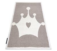 Alfombra infantil moderna JOY Crown corona para niños - estructura dos niveles de vellón beige / crema 120x170 cm