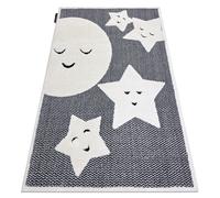 Alfombra infantil moderna JOY Moon Luna zorro para niños - estructura dos niveles de vellón gris / crema 120x170 cm