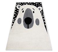 Alfombra infantil moderna JOY Teddy oso para niños - estructura dos niveles de vellón crema / negro 140x190 cm