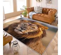 Alfombra Infantil para Interiores 140x200 cm Poderoso Animal LeóN Alfombra Mullida, Base Antideslizante, Lavable a Máquina, MarróN Alfombras de Salón y Dormitorio de Pelo Corto