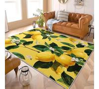 Alfombra Infantil para Interiores 160x230 cm Fruta PatróN de LimóN Alfombra Mullida, Base Antideslizante, Lavable a Máquina, Amarillo Alfombras de Salón y Dormitorio de Pelo Corto