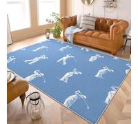 Alfombra Infantil para Interiores 80x150 cm Deportes IlustracióN de Golf Dibujada A Mano Alfombra Mullida, Base Antideslizante, Lavable a Máquina, Azul Alfombras de Salón y Dormitorio de Pelo Corto