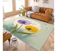 Alfombra Infantil para Interiores 80x150 cm Sencillo PatróN de Diente de LeóN Alfombra Mullida, Base Antideslizante, Lavable a Máquina, Verde Alfombras de Salón y Dormitorio de Pelo Corto