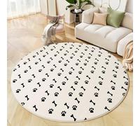 Alfombra Infantil Tema Animal Huellas de Garras y Huesos para habitación Infantil Alfombra de Lunares para bebé, habitación Juvenil, Blanco,60cm