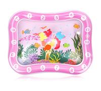 Alfombra Inflable con Agua de Castillo Rosa, Rectángulo Water Mat Colchones de Agua de Tiempo Boca Abajo, Centro de Actividades Divertidas para La Estimulación del Crecimiento de Su Bebé con Bomba