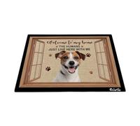 Alfombra Interior Bienvenido A Mi Casa, Divertido Perro Jack Russell Terrier Suaves Felpudo De Entrada Lavable Trampa De Tierra para Casa Oficina Recibidor 60X40Cm