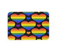 Alfombra Interior Corazones De Amor Arcoíris del Orgullo Gay Suaves Felpudo De Entrada Lavable Trampa De Tierra para Jardín Dormitorio Casa 60X40Cm