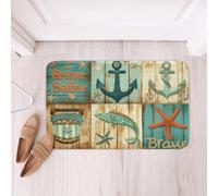 Alfombra Interior De Bienvenida Anchor Fish Starfish Alfombra Exterior para Puerta Antideslizante Alfombrilla Lavable En Lavadora Felpudo para Dormitorio Fiesta Cocina 60X40Cm