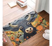 Alfombra Interior Flores De Vaca De Dibujos Animados Absorbentes Felpudo Atrapapolvo Trampa De Tierra para Casa Cocina Jardín 60X40Cm